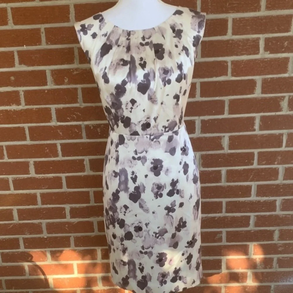 Ann Taylor Purple and Cream Floral silk dresss